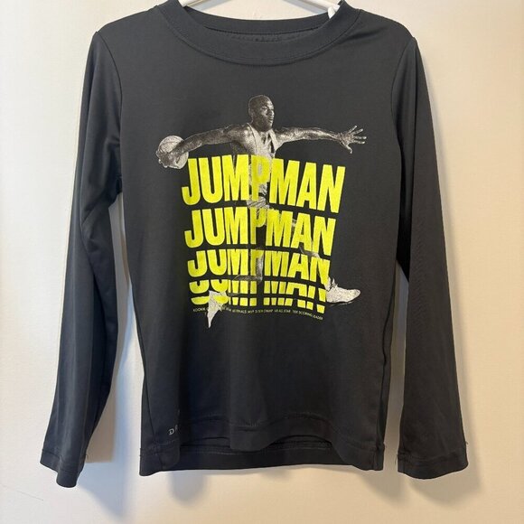 Air Jordan Long Sleeved Shirt Tee Basketball Black Green Size 5T "Jump Man" - Picture 1 of 5